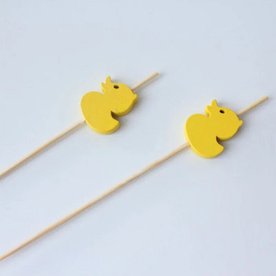 100 τμχ οδοντογλυφίδες από μπαμπού Cute Bear Cat Pig Flamingo Swan Duck Fruit Picks Σουβλάκι κοκτέιλ μπαστούνια σάντουιτς Διακόσμηση πάρτι