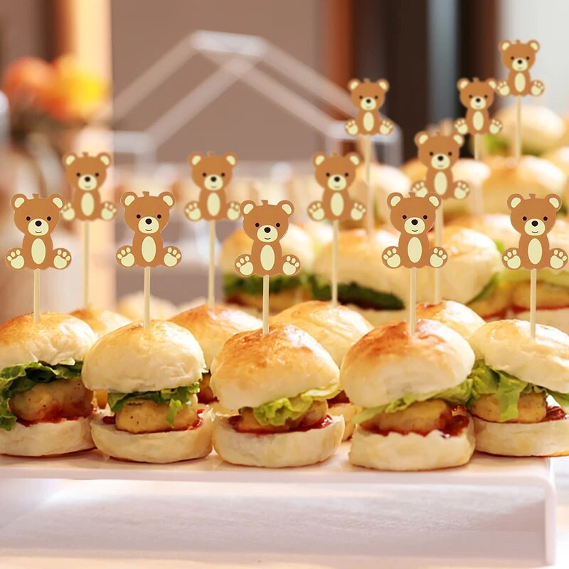 20 τμχ Cute Bear Μίας χρήσης Μπαμπού Επιλογές Τροφίμων Φρούτων Σουβλάκια Οδοντογλυφίδες κοκτέιλ Επιδόρπιο Κέικ Σαλάτα Στικ για πάρτι γενεθλίων