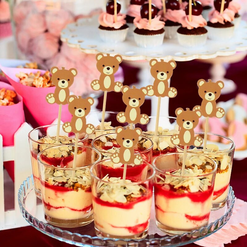 20 τμχ Cute Bear Μίας χρήσης Μπαμπού Επιλογές Τροφίμων Φρούτων Σουβλάκια Οδοντογλυφίδες κοκτέιλ Επιδόρπιο Κέικ Σαλάτα Στικ για πάρτι γενεθλίων