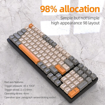 Механична клавиатура K6 100 клавиша PBT Keycap Type-C 2.4G Bluetooth безжична клавиатура с 3 режима RGB Hotswap Gaming механична клавиатура