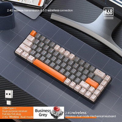 K6 Mechanical Keyboard 100 Keys PBT Keycap Type-C 2.4G Bluetooth Wireless 3 Mode Keyboard RGB Hotswap Gaming Mechanical Keyboard