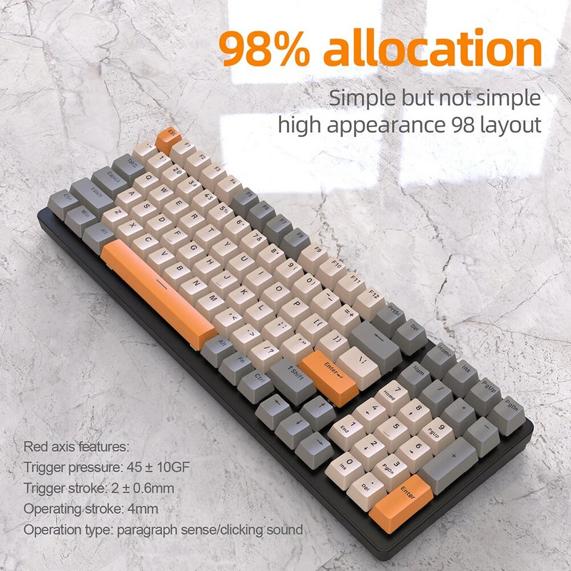 K6 Mechanical Keyboard 100 Keys PBT Keycap Type-C 2.4G Bluetooth Wireless 3 Mode Keyboard RGB Hotswap Gaming Mechanical Keyboard