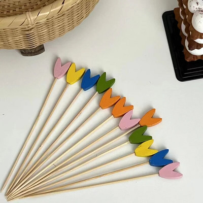 100 τεμ. Επιδόρπιο μπουφέ μπουφέ στικ μπαμπού με πινακίδα φρούτων Διακόσμηση κοκτέιλ για σουβλάκι από μπαμπού