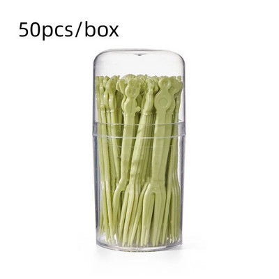 One Tube of 50 Picks Creative and Cute Mini Forks Cartoon μιας χρήσης Επιλογές φρούτων