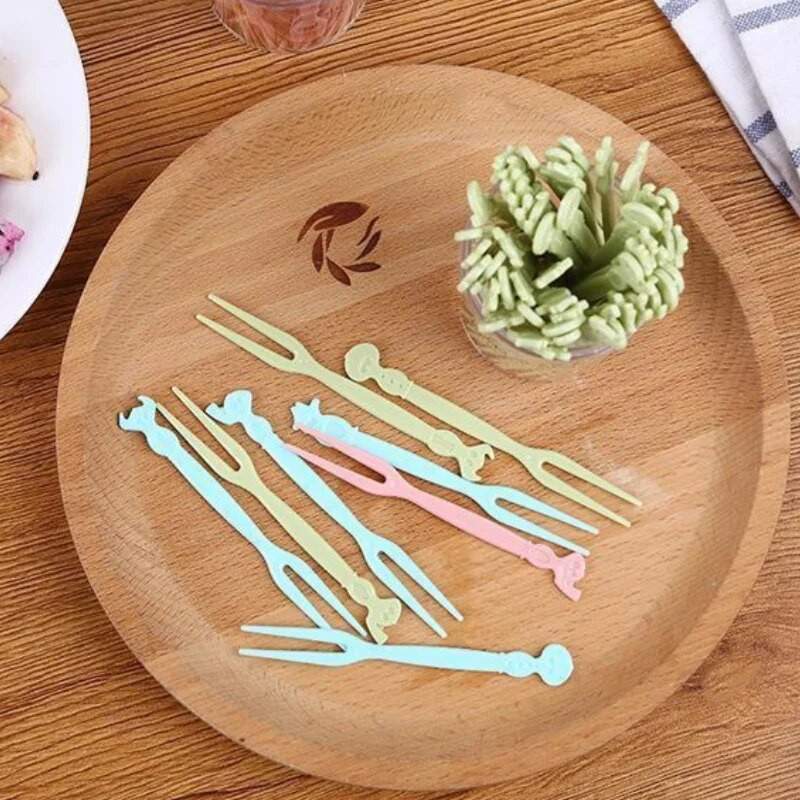 One Tube of 50 Picks Creative and Cute Mini Forks Cartoon μιας χρήσης Επιλογές φρούτων