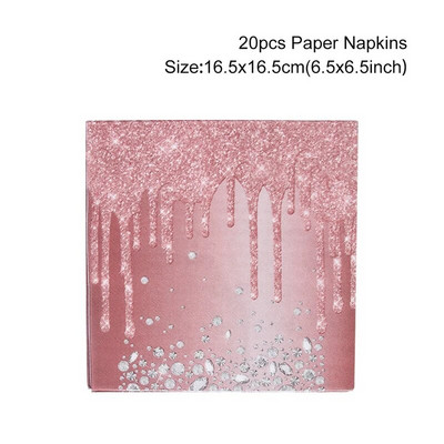 Ροζ χρυσό σερβίτσιο μιας χρήσης Διακόσμηση πάρτι γενεθλίων γάμου Παιδικό ντους μωρού Κοριτσάκι Νυφικά προμήθειες Χάρτινο πιάτο Κύπελλο σερβίτσιο