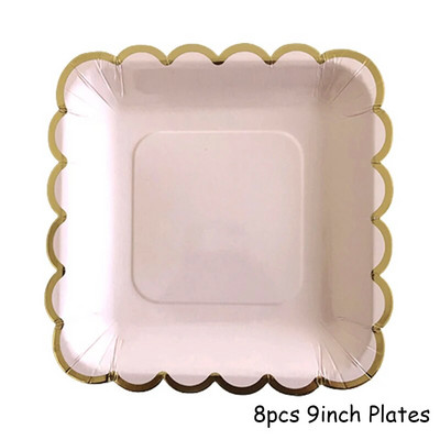 Ροζ χρυσό πάρτι μιας χρήσης σερβίτσιο Σαμπάνιας Χάρτινο Πιάτο Κύπελλο Ψάθινο χαρτοπετσέτες Γενέθλια Καρναβάλι Διακόσμηση γάμου Προμήθειες για παιδικό πάρτι