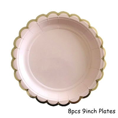 Ροζ χρυσό πάρτι μιας χρήσης σερβίτσιο Σαμπάνιας Χάρτινο Πιάτο Κύπελλο Ψάθινο χαρτοπετσέτες Γενέθλια Καρναβάλι Διακόσμηση γάμου Προμήθειες για παιδικό πάρτι