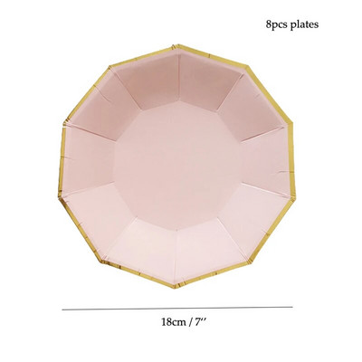 Ροζ χρυσό πάρτι μιας χρήσης σερβίτσιο Σαμπάνιας Χάρτινο Πιάτο Κύπελλο Ψάθινο χαρτοπετσέτες Γενέθλια Καρναβάλι Διακόσμηση γάμου Προμήθειες για παιδικό πάρτι
