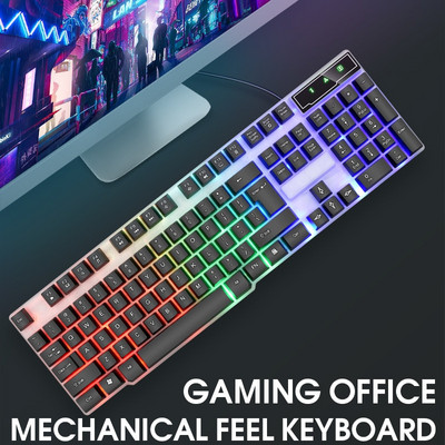 Tastatură de gaming iluminată din spate cu manipulator plutitor. Computer universal de birou pentru jocuri Tastatură cu fir USB