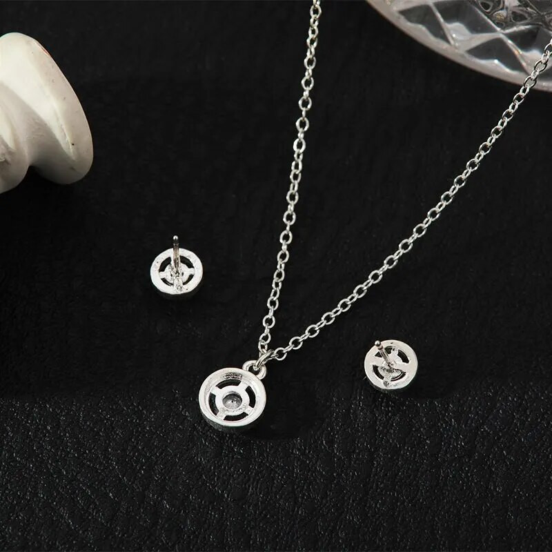 4 τμχ Κοσμήματα Σετ Κολιέ Δαχτυλίδι Σκουλαρίκια Γυναικεία μοντέλα Ελαφρύ ορείχαλκο πολυτελείας με Ζιργκόν Φωτεινό επάργυρο κόσμημα