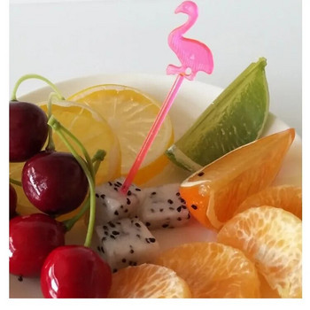 50 τμχ Πλαστικά πιρούνια φρούτων Flamingo Cupcake Επιδόρπιο σαλάτα ραβδιά κοκτέιλ Οδοντογλυφίδα γενεθλίων Γάμος Διακόσμηση πάρτι στην παραλία Hawaii