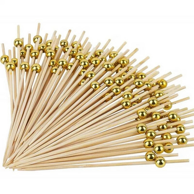 100 τμχ Διασπώμενο ραβδί φρούτων μιας χρήσης μπαμπού Pick Cupcake Fruit Fork Party Dessert Salad Stick Cocktail Skewer party Decor