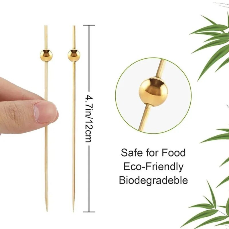 100 τμχ Διασπώμενο ραβδί φρούτων μιας χρήσης μπαμπού Pick Cupcake Fruit Fork Party Dessert Salad Stick Cocktail Skewer party Decor