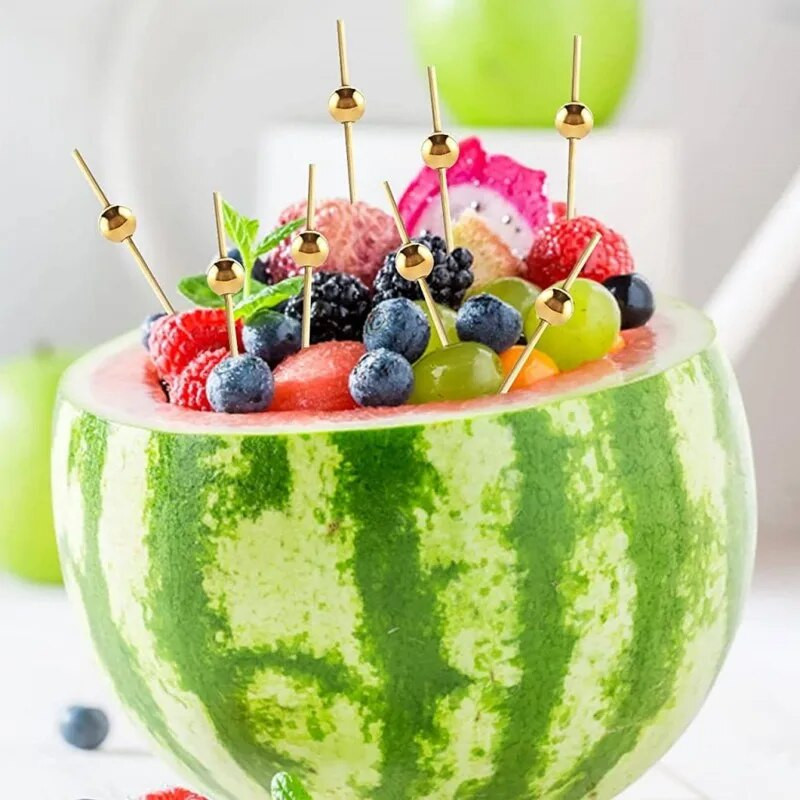 100 τμχ Διασπώμενο ραβδί φρούτων μιας χρήσης μπαμπού Pick Cupcake Fruit Fork Party Dessert Salad Stick Cocktail Skewer party Decor
