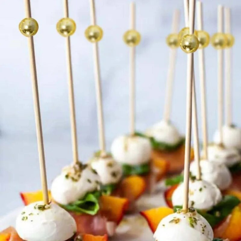 100 τμχ Διασπώμενο ραβδί φρούτων μιας χρήσης μπαμπού Pick Cupcake Fruit Fork Party Dessert Salad Stick Cocktail Skewer party Decor