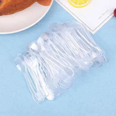 100 τμχ Μίνι Πλαστικά Κουτάλια Πλατεράκια Κουτάλες για Ζελέ Παγωτό Επιδόρπιο Ορεκτικό Πλαστικό κουτάλι για Προμήθειες πάρτι