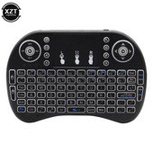 Uus taustvalgustusega inglise vene hispaania araabia heebrea 2.4G Air Mouse kaugpuuteplaat Android TV Box PC I8 Mini juhtmeta klaviatuur