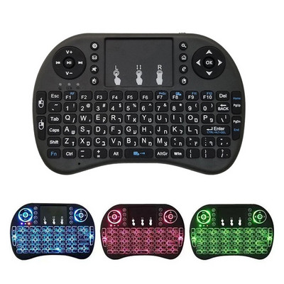 Uus taustvalgustusega inglise vene hispaania araabia heebrea 2.4G Air Mouse kaugpuuteplaat Android TV Box PC I8 Mini juhtmeta klaviatuur