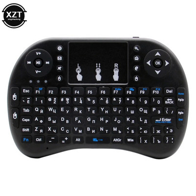 Uus taustvalgustusega inglise vene hispaania araabia heebrea 2.4G Air Mouse kaugpuuteplaat Android TV Box PC I8 Mini juhtmeta klaviatuur