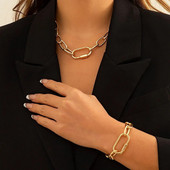 Vintage σέξι χρυσό χρώμα μεταλλικό κολιέ με αλυσίδα με κύκλους για γυναίκες 2023 Trendy Goth Punk Σετ κοσμημάτων Cuban Link Steampunk