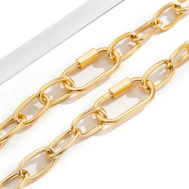 Vintage σέξι χρυσό χρώμα μεταλλικό κολιέ με αλυσίδα με κύκλους για γυναίκες 2023 Trendy Goth Punk Σετ κοσμημάτων Cuban Link Steampunk