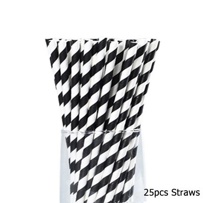 Μαύρη ρίγα Κύπελλα για πάρτι Χάρτινα άχυρα Σετ σερβίτσια μιας χρήσης Γάμος Παιδική διακόσμηση γενεθλίων Παιδικές μπομπονιέρες για πικνίκ προμήθειες