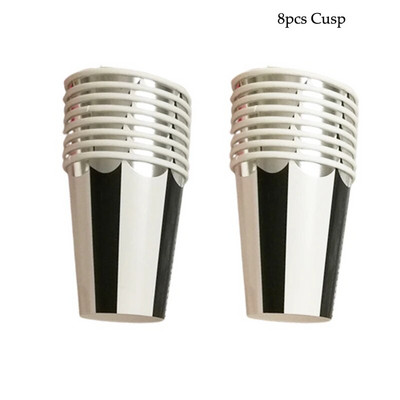 Μαύρη ρίγα Κύπελλα για πάρτι Χάρτινα άχυρα Σετ σερβίτσια μιας χρήσης Γάμος Παιδική διακόσμηση γενεθλίων Παιδικές μπομπονιέρες για πικνίκ προμήθειες