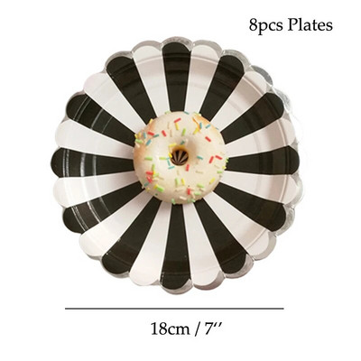 Μαύρη ρίγα Κύπελλα για πάρτι Χάρτινα άχυρα Σετ σερβίτσια μιας χρήσης Γάμος Παιδική διακόσμηση γενεθλίων Παιδικές μπομπονιέρες για πικνίκ προμήθειες