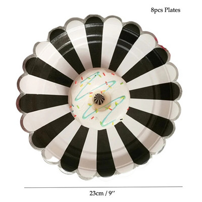 Μαύρη ρίγα Κύπελλα για πάρτι Χάρτινα άχυρα Σετ σερβίτσια μιας χρήσης Γάμος Παιδική διακόσμηση γενεθλίων Παιδικές μπομπονιέρες για πικνίκ προμήθειες