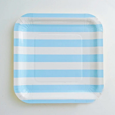 12 τμχ 7 ιντσών Καραμέλα Ρίγα Τετράγωνος Δίσκος Χάρτινα Πιάτα Σετ σερβίτσιο για πάρτι μιας χρήσης Προμήθειες Παιδικό ντεκόρ για γενέθλια πιάτο γάμου