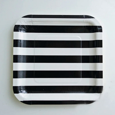 12 τμχ 7 ιντσών Καραμέλα Ρίγα Τετράγωνος Δίσκος Χάρτινα Πιάτα Σετ σερβίτσιο για πάρτι μιας χρήσης Προμήθειες Παιδικό ντεκόρ για γενέθλια πιάτο γάμου