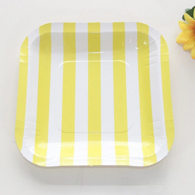 12 τμχ 7 ιντσών Καραμέλα Ρίγα Τετράγωνος Δίσκος Χάρτινα Πιάτα Σετ σερβίτσιο για πάρτι μιας χρήσης Προμήθειες Παιδικό ντεκόρ για γενέθλια πιάτο γάμου