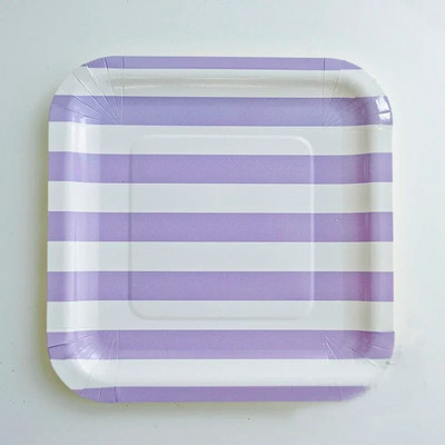 12 τμχ 7 ιντσών Καραμέλα Ρίγα Τετράγωνος Δίσκος Χάρτινα Πιάτα Σετ σερβίτσιο για πάρτι μιας χρήσης Προμήθειες Παιδικό ντεκόρ για γενέθλια πιάτο γάμου