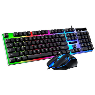 Tastatură pentru jocuri RGB Kit tastatură și mouse pentru jucători Tastatură mecanică cu fir Combo tastatură și mouse pentru jocuri pentru jucătorii cu Windows PC