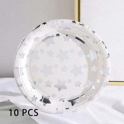 Δίσκος χαρτιού μίας χρήσης 10 τμχ με ρίγες Pentagram με κουκκίδες Οικολογικό πιάτο κέικ με παξιμάδια από χαρτόνι