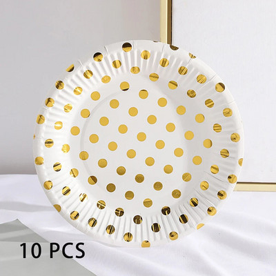 Δίσκος χαρτιού μίας χρήσης 10 τμχ με ρίγες Pentagram με κουκκίδες Οικολογικό πιάτο κέικ με παξιμάδια από χαρτόνι