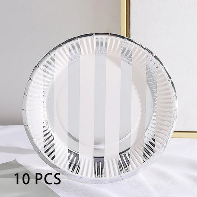 Δίσκος χαρτιού μίας χρήσης 10 τμχ με ρίγες Pentagram με κουκκίδες Οικολογικό πιάτο κέικ με παξιμάδια από χαρτόνι