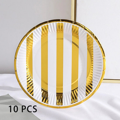 Δίσκος χαρτιού μίας χρήσης 10 τμχ με ρίγες Pentagram με κουκκίδες Οικολογικό πιάτο κέικ με παξιμάδια από χαρτόνι