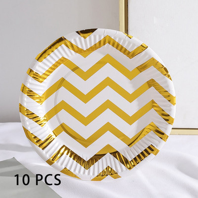 Δίσκος χαρτιού μίας χρήσης 10 τμχ με ρίγες Pentagram με κουκκίδες Οικολογικό πιάτο κέικ με παξιμάδια από χαρτόνι