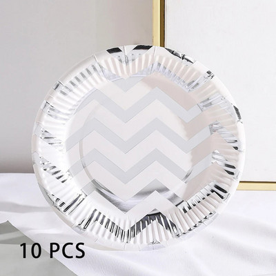 Δίσκος χαρτιού μίας χρήσης 10 τμχ με ρίγες Pentagram με κουκκίδες Οικολογικό πιάτο κέικ με παξιμάδια από χαρτόνι