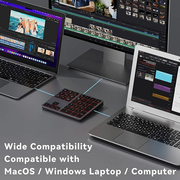 SeenDa Bluetooth цифрова клавиатура с подсветка за лаптопи Компютри Цифрови подложки 34 клавиша със 7-цветна подсветка за MacBook и Windows