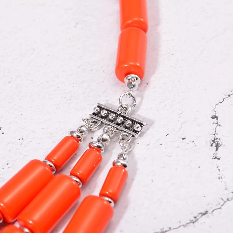 Χειροποίητα αφρικανικά χάντρες σκουλαρίκια βραχιόλι κολιέ σετ Νιγηριανής γάμου Ινδικά κοσμήματα Νυφικά αξεσουάρ