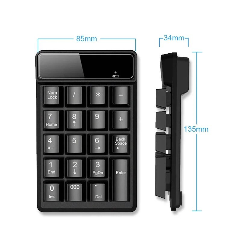 19 πλήκτρα για ασύρματο αριθμητικό πληκτρολόγιο Bluetooth Mini Numpad Πλήκτρα αριθμητικό πληκτρολόγιο Ψηφιακό πληκτρολόγιο για υπολογιστές Πληκτρολόγιο εργασιών λογιστικής
