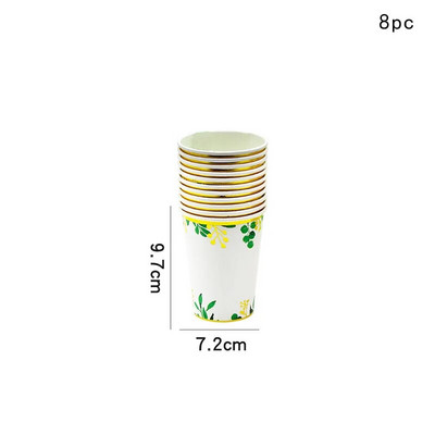 Χρυσή δαντέλα Πράσινα φύλλα Επιτραπέζια σκεύη μιας χρήσης Προμήθειες για ντους μωρών Πράσινη φυτική στάμπα πετσέτες Παιδικά διακοσμητικά για πάρτι για χαρούμενα γενέθλια