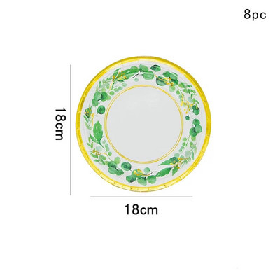 Χρυσή δαντέλα Πράσινα φύλλα Επιτραπέζια σκεύη μιας χρήσης Προμήθειες για ντους μωρών Πράσινη φυτική στάμπα πετσέτες Παιδικά διακοσμητικά για πάρτι για χαρούμενα γενέθλια
