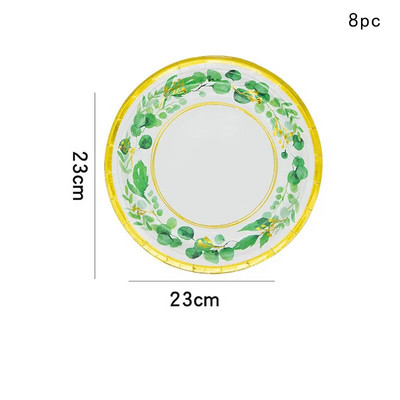 Χρυσή δαντέλα Πράσινα φύλλα Επιτραπέζια σκεύη μιας χρήσης Προμήθειες για ντους μωρών Πράσινη φυτική στάμπα πετσέτες Παιδικά διακοσμητικά για πάρτι για χαρούμενα γενέθλια