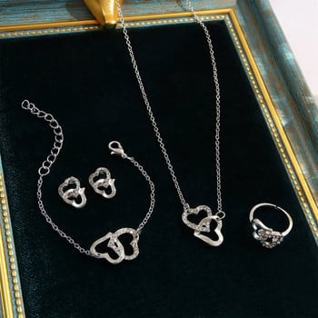 4Pcs Forever Knot Concentric Jewelry Set Creative Incruated Water Dryl Колие Обеца Гривна Пръстен