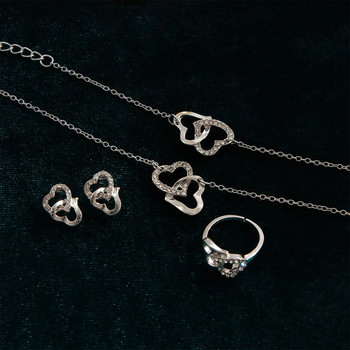 4Pcs Forever Knot Concentric Jewelry Set Creative Incruated Water Dryl Колие Обеца Гривна Пръстен