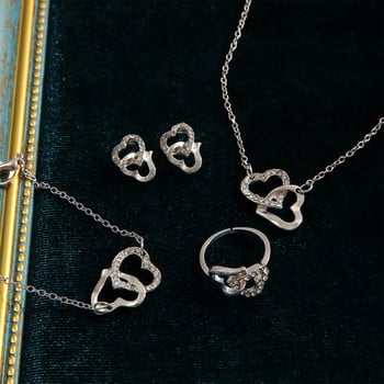 4Pcs Forever Knot Concentric Jewelry Set Creative Incruated Water Dryl Колие Обеца Гривна Пръстен